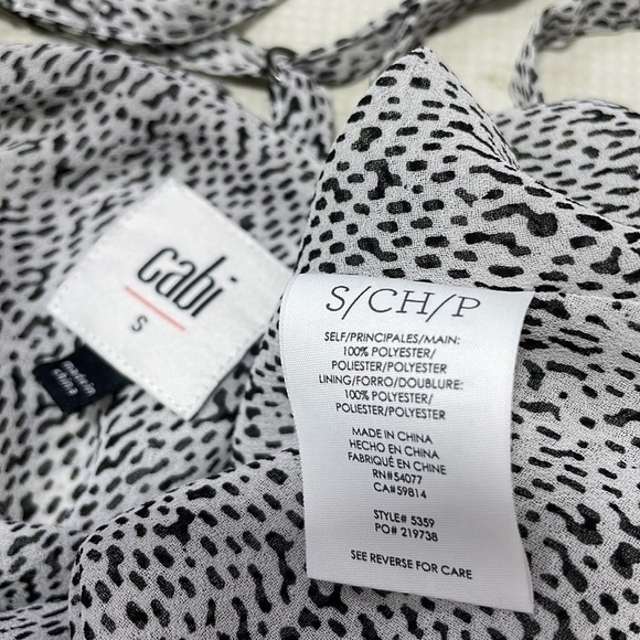 CAbi Tank Top Blouse Flutter 5359 White Black Small - Picture 11 of 12